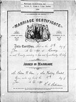 Olson-Bondal marriage certificate