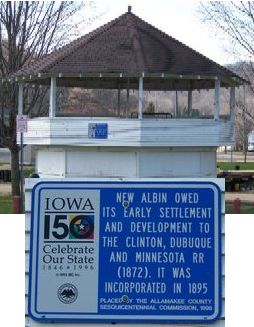 New Albin bandstand & plaque - photo by E. Wilker April 2007 