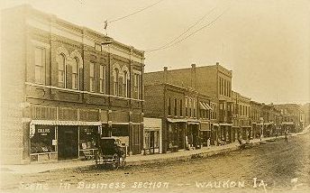 Scene in Business Section of Waukon, postcard dated 1907