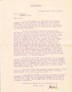 Response from Electric Co. to Simpson 1913 Letter