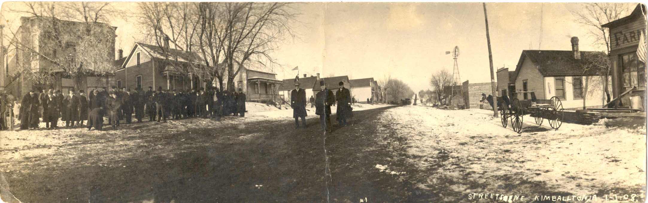 Kimballton Street Scene 1-1-1908, Audubon County, Iowa