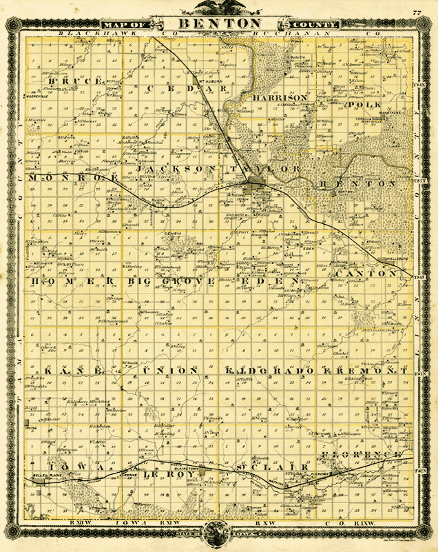 Benton Co., IA 1875 Map