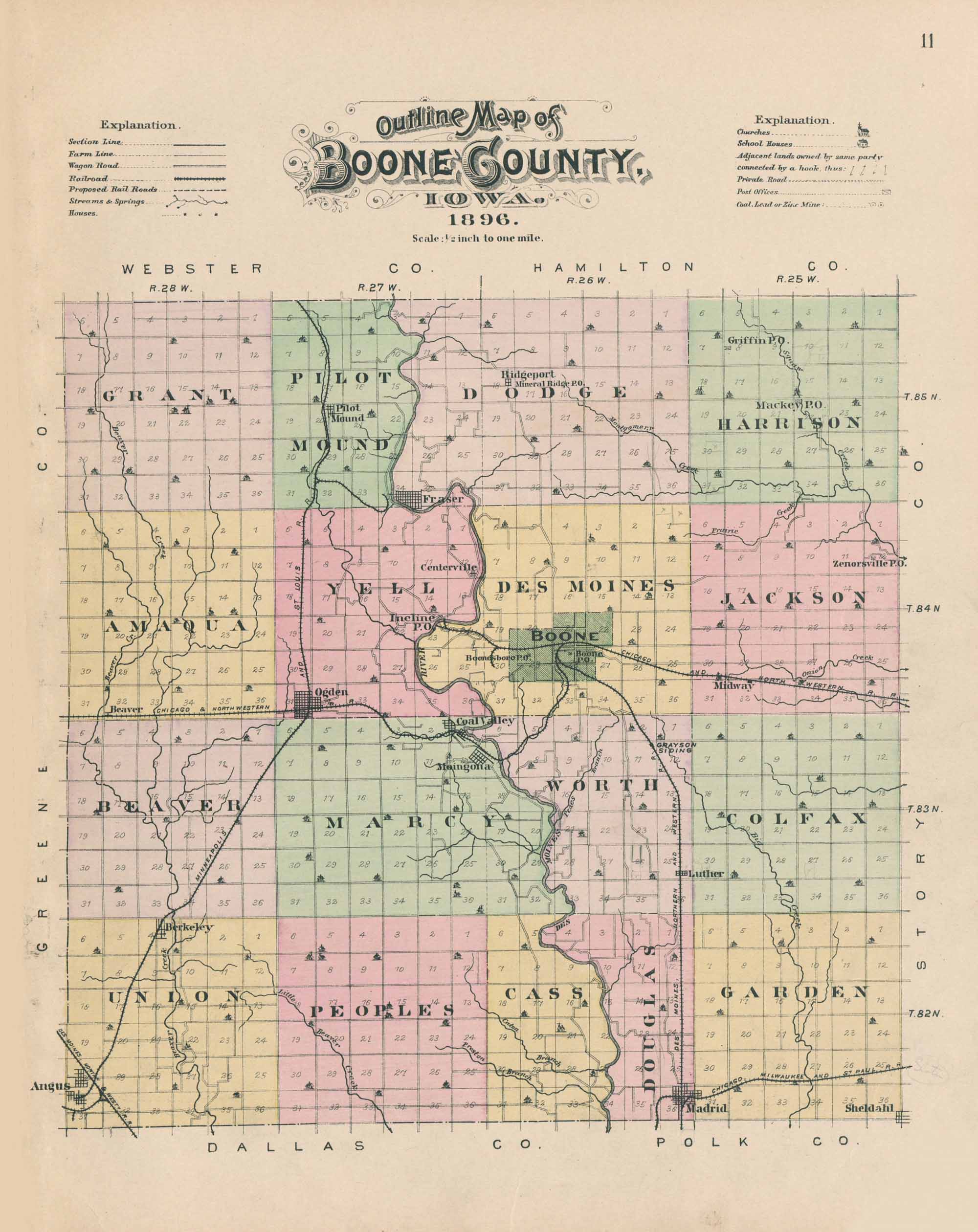 1896 Plat Book of Boone County IA