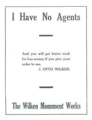 Wilken Monument Works Advertisement