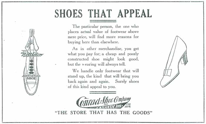 Conrad Shoe Store Advertisement 1913 Industrial Edition