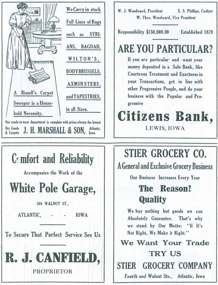J. H. Marshall & Son, Citizens Bank, White Pole Garage, Stier Grocery Company