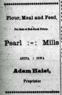 Pearl Mills, Adam Heist, Anita, Iowa 1901