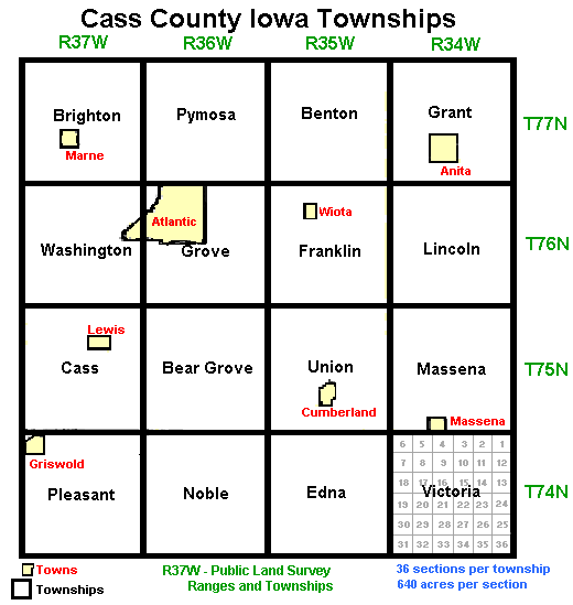 Township Map, Cass County, Iowa