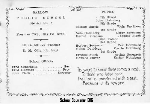 Barlow Public School Souvenir, 1916