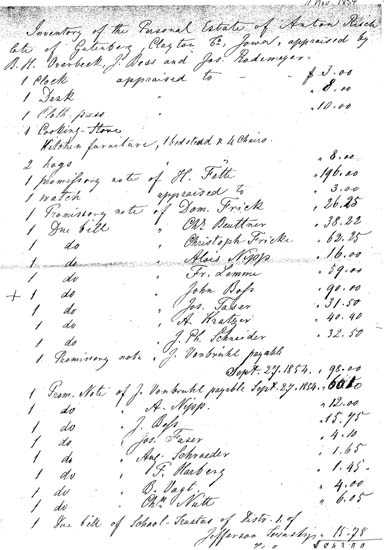 Inventory of the Personal Estate of Anton Risch
