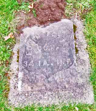 Edwin Foster, 34th and 38th Iowa Infantry Co. H, buried in GAR Cemetery, Portland, Oregon