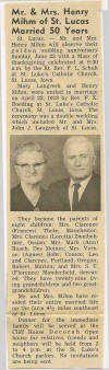 Mr. and Mrs. Henry Mihm, 50th Anniversary