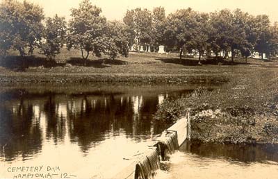 Hampton cemetery dam - photo contributed by Don Turner
