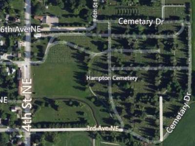 Hampton cemetery birdseye view, from Bing Maps