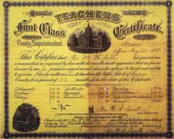 William H. Fowler Iowa Teaching Certificate