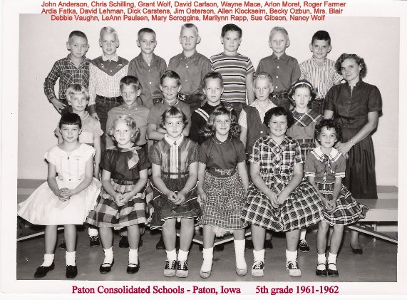 Paton Iowa Consolidated Schools 5th Grade 1961-62