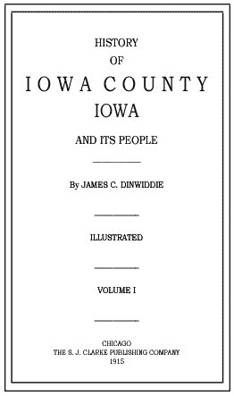 1915 History of Iowa County, volume 1 title page