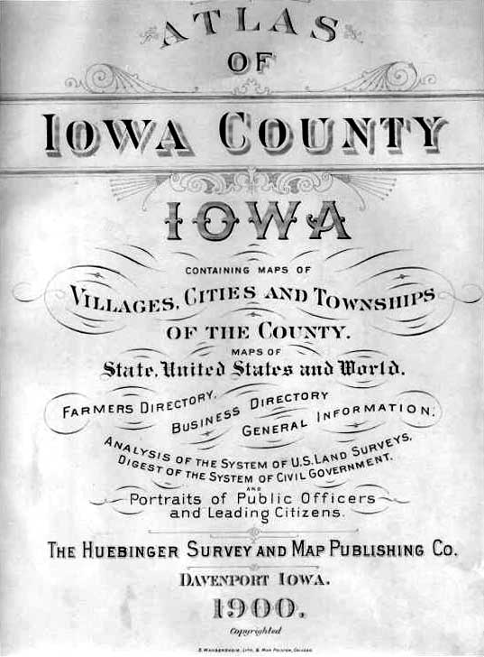 1900 Atlas of Iowa County - Cover