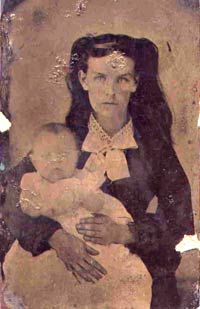 Tintype, unknown woman with baby