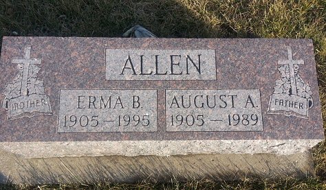 Erma and August Allen tombstone