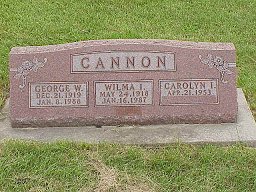 tombstone of Wilma O'Riley Cannon, George W. Cannon and Carolyn L. Cannon 