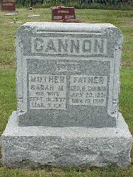 Sarah Miller and George Cannon tombstone