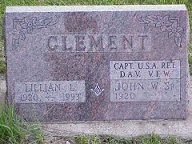 Lillian and John Clement tombstone
