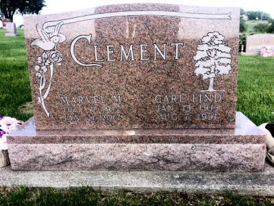 Tombstone of Carl and Marvel (Hitchler) Clement
