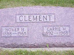 Homer and Carrie Lind Clement tombstone
