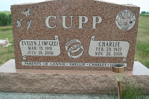 Tombstone for Charlie and Evelyn Cupp
