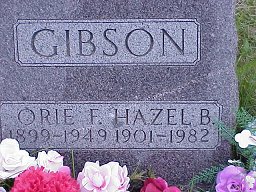Orie and Hazel Henney Gibson tombstone