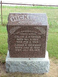 Calvin and Sarah Manning Hickman tombstone
