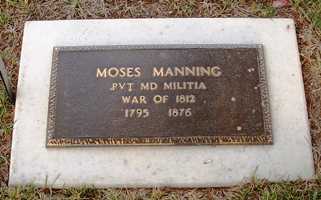 Moses Manning military stone. War of 1812