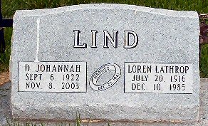Loren and Johanna Lind memorial stone