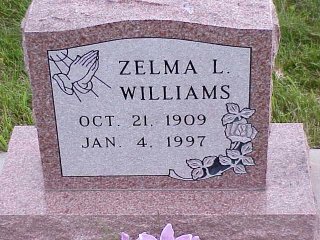 Zelma Emmack Williams tombstone