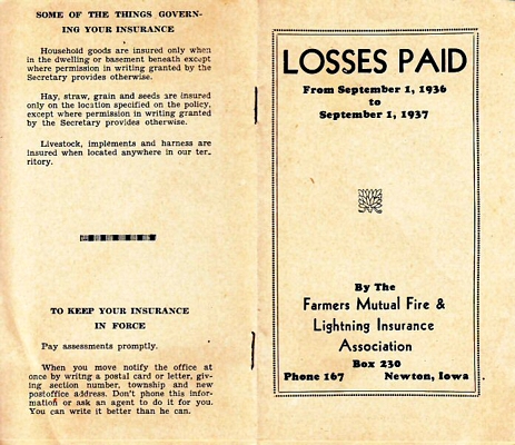 Cover of insurance booklet