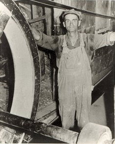 Fred Wageman in machinery pit of the Wheel House
