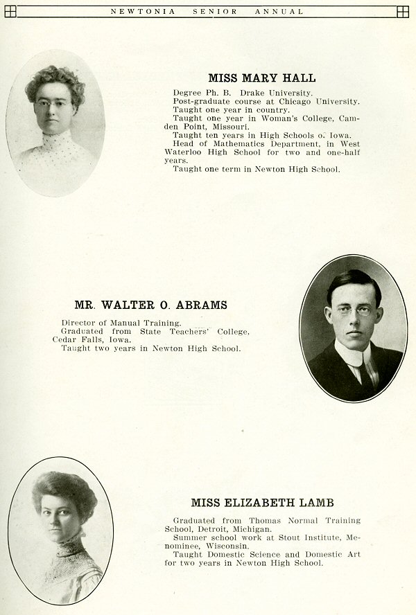 Mary Hall, Walter Abrams, Elizabeth Lamb