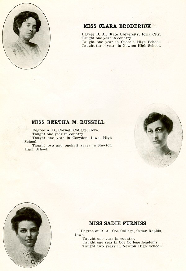 Clara Broderick, Bertha M. Russell, Sadie Furniss