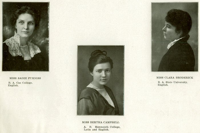 Sadie Furniss, Bertha Campbell, Clara Broderick