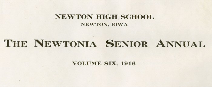 Inside cover of 1916 Newtonia Senior Annual