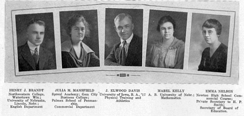 Newton High School Faculty, 1919