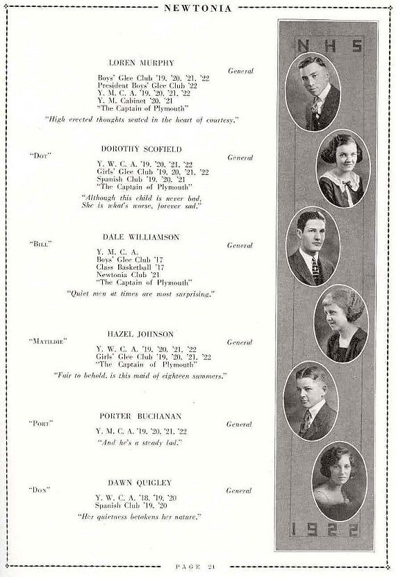 Newton High School Graduates Class of 1922