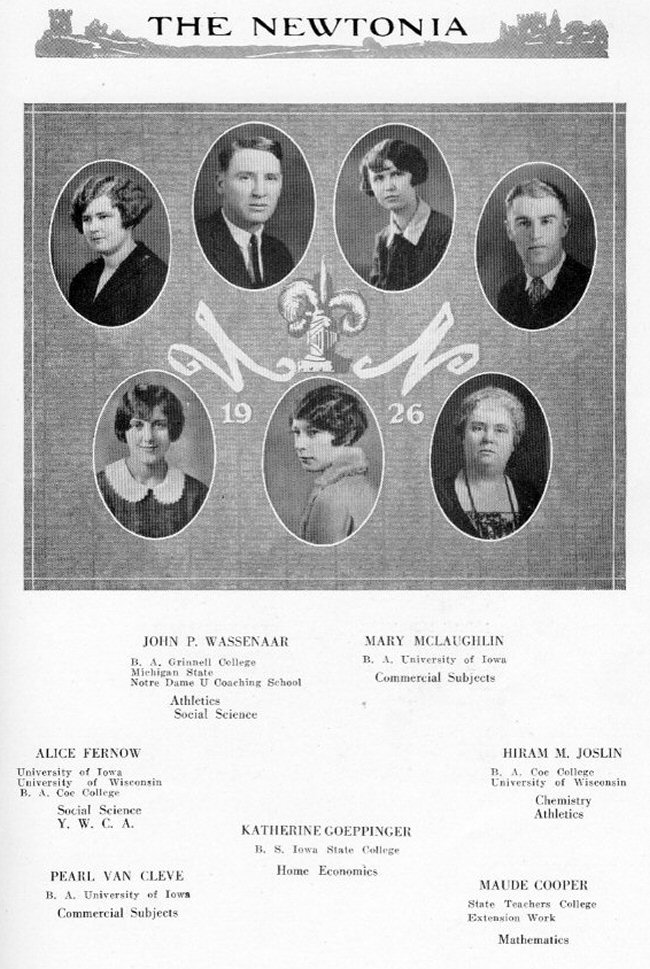 Newton High School Faculty, 1926