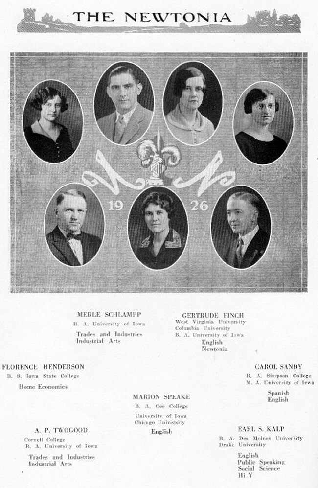 Newton High School Faculty, 1926