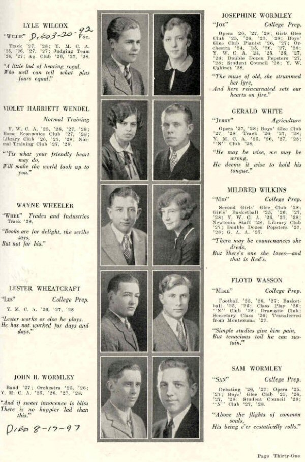 Newton Iowa High School Graduates Class of 1928