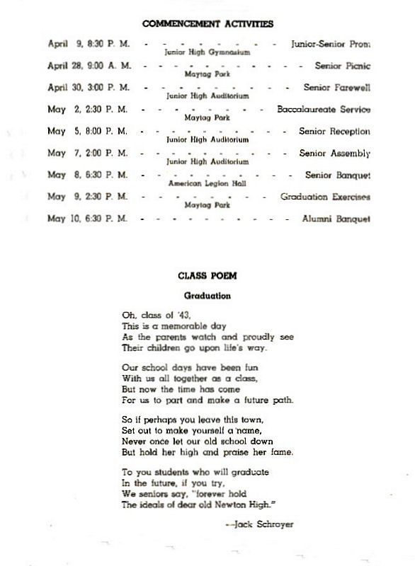 Commencement Activities. 1943 Newtonia