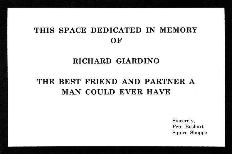 Richard Giardino Memorial ad