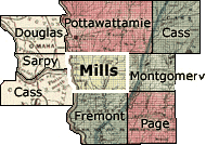 Neighbors of Mills County Map