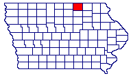 Map of Iowa with Mitchell in red
